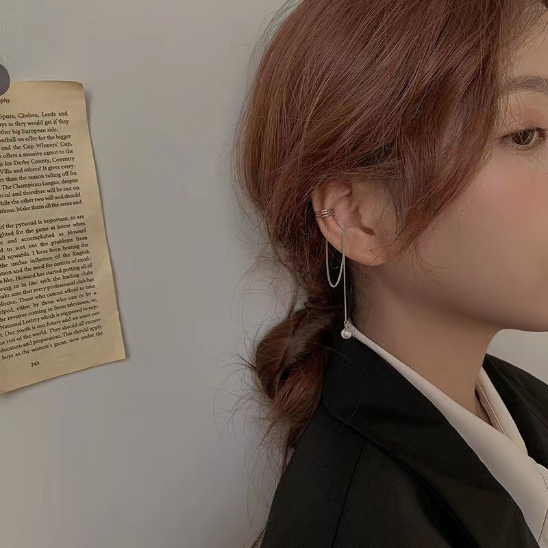 ร้านไทยส่งไว  ต่างหูแบบหนีบ ต่างหูแบบห้อยยาว ต่างหูมุก เครื่องประดับ แฟชั่น มินิมอล สไตล์เกาหลี AE19