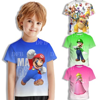 เสื้อยืด พิมพ์ลายการ์ตูนอนิเมะ Mario 3 มิติ แฟชั่นฤดูร้อน สําหรับเด็กผู้ชาย