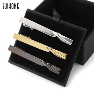 Suikone Tie Clip ใหม่คุณภาพสูง Electroplated Gold Business Tie Clip Men Fashion Decoration