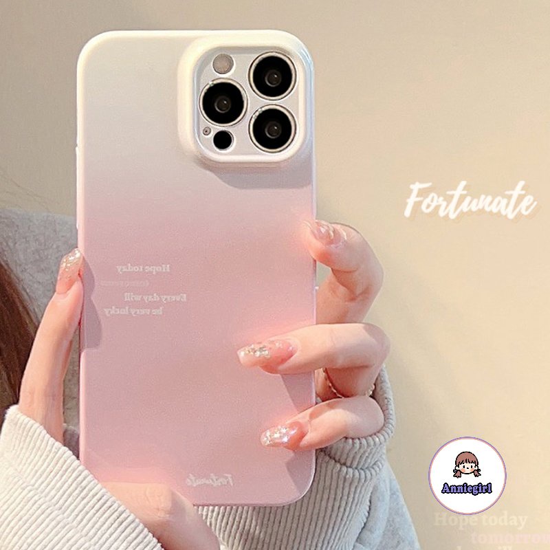 สําหรับ IPhone 16 กรณี INS แฟชั่นสีชมพูไล่โทนสีเคสโทรศัพท์สําหรับ IPhone 11 15 16 Pro Max 12 14 13 Pro Max XS XR 7/8 Plus เลนส์ป้องกัน anti-drop Hard PC โทรศัพท์ปกหลัง