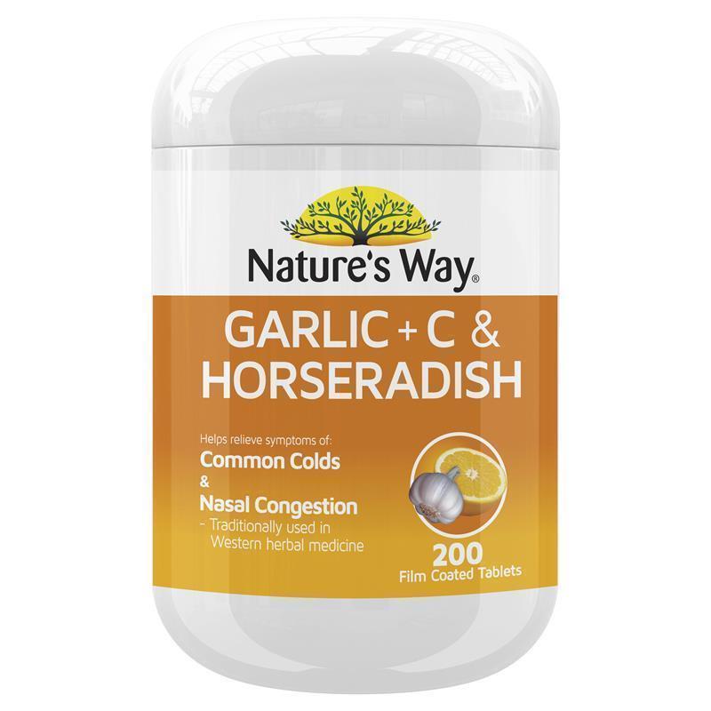 วิตามินเสริมภูมิ กระเทียมสกัดผสมวิตามินซี Nature’s way Garlic+c & Horserradish ขนาด200เม็ด - รูปที่ 2