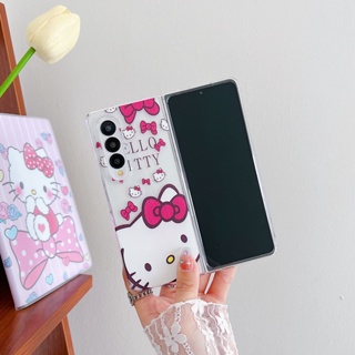 เคสมือถือ แบบใส ลายแมว KT แฟชั่น สําหรับ Samsung Galaxy Z Fold 4 Z Fold 3 5G Z Fold4