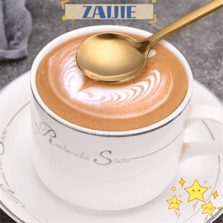 Zaijie ช้อนกาแฟ สเตนเลส 304 ทรงกลม ขนาดเล็ก สไตล์นอร์ดิก สะท้อนแสง สีพื้น สําหรับขนมหวาน