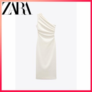 Zara ใหม่ TRF ชุดมิดี้เดรส ไม่สมมาตร สําหรับผู้หญิง