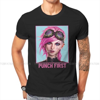 2023NEXArcane League of Legends LOL Anime TShirt for Men Vi The Piltover Enforcer Basic Casual Tee T Shirt Novelty Trend