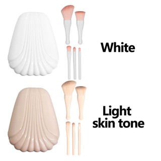 5pcs Professional Convenient Foldable Travel Mini Beauty Tools Daily Use Powder Foundation With Mirror Box Makeup Brush