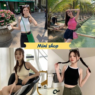 Mini shop🌸พร้อมส่ง🌸 (0590) เสื้อกล้ามไหมพรม ผ้านิ่มดีเทลจั๊มเอวข้าง น่ารัก -C