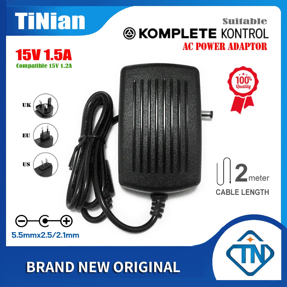 อะแดปเตอร์ชาร์จพาวเวอร์ซัพพลาย 15V 1.5A 1.2A AC DC สําหรับคีย์บอร์ดควบคุม Native Instruments Komplet