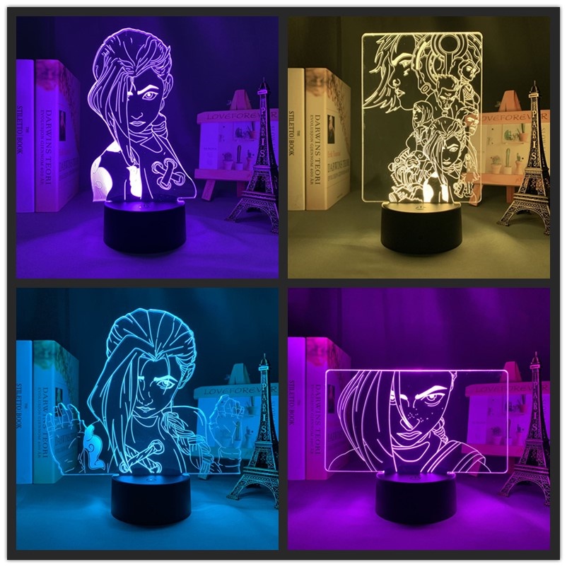 โคมไฟตั้งโต๊ะ ลาย Arcane League of Legends Night Light Jinx เปลี่ยนสีได้ ของขวัญสุดเท่