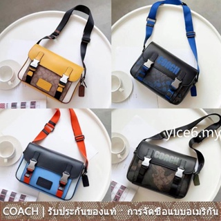 COACH CC357 CC356 CC018 TRACK กระเป๋าสะพายผู้ชาย/ความจุขนาดใหญ่/การออกแบบฝาพับ/หัวเข็มขัดคู่/แฟชั่น