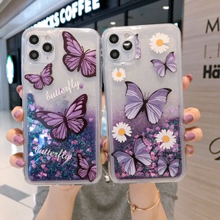 เคสโทรศัพท์มือถือแบบใส มีทรายไหล ลายผีเสื้อ ดอกเดซี่ สําหรับ VIVO X90 X80 X70 X60 Pro V29 V27 V27e V25 V23 V20 Pro SE V25e V23e V19 V17 V15 Pro X50 Pro