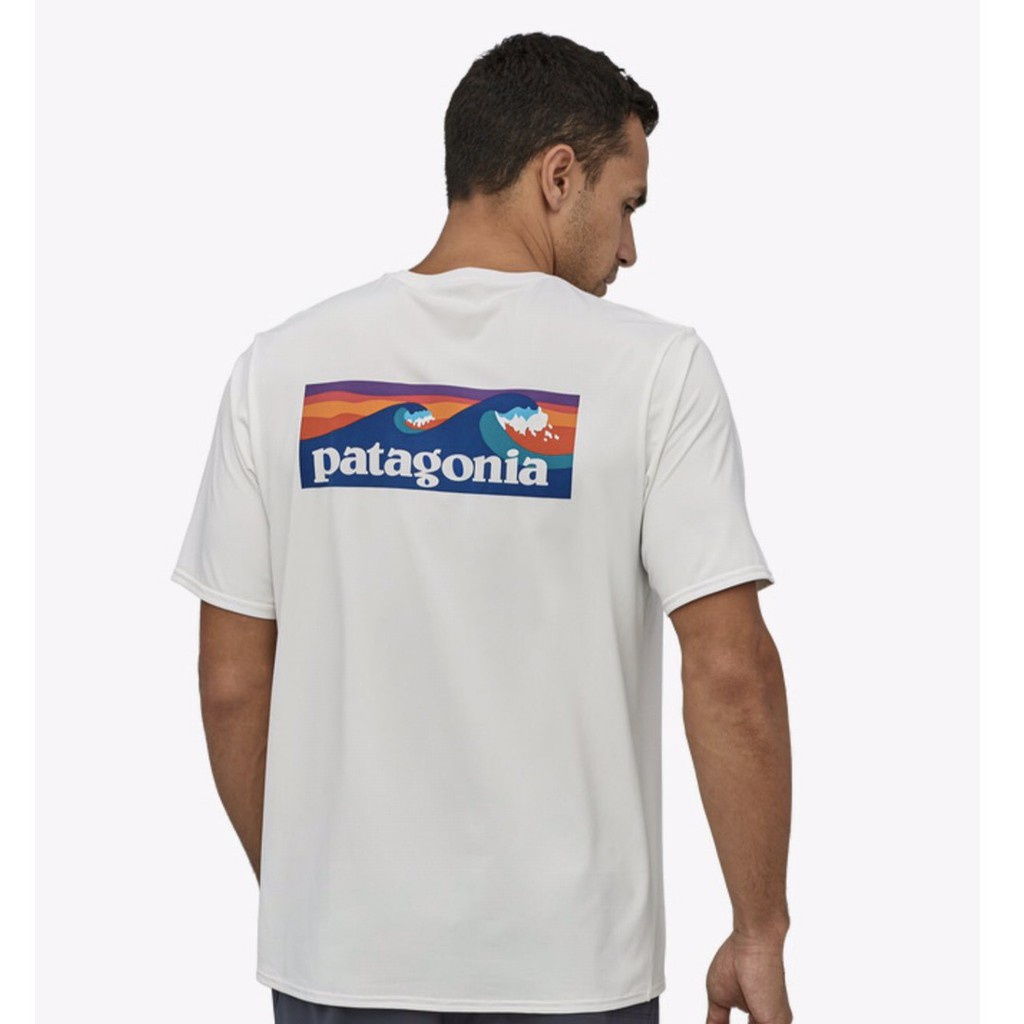 2023เสื้อยืดแขนสั้นพิมพ์ลาย Patagonia BEAMS Patagonia Wave