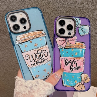 Casetify เคสโทรศัพท์มือถือแบบนิ่ม ใส กันกระแทก ลายแก้วกาแฟ สีชมพู สําหรับ iPhone 14 13 12 11 Pro Max