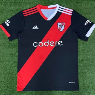 เสื้อกีฬาแขนสั้น ลายทีมชาติฟุตบอล Three Away 23-24 River Plate ชุดเยือน สําหรับผู้ชาย ไซซ์ S-XXL