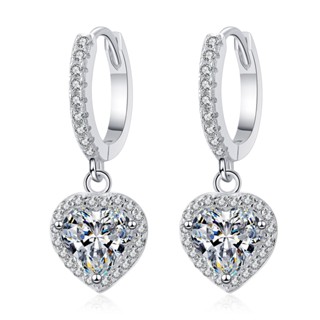 2ct heart moissanite diamond Hoop earrings for women