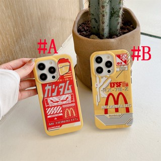 เคสแข็ง เคสไอโฟน iPhone 14 Pro Max iPhone 13 Pro Max iPhone 12 Pro Max iPhone 11 Fashion Cartoon กันดัม Gundam McDonalds แมคโดนัลด์ค่ะ Laser Design Hard Case