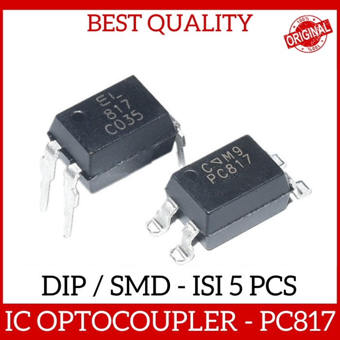 เนื้อหา 5 ชิ้น IC Optocoupler Opto Coupler PC817 EL817 PC 817 SMD / DIP