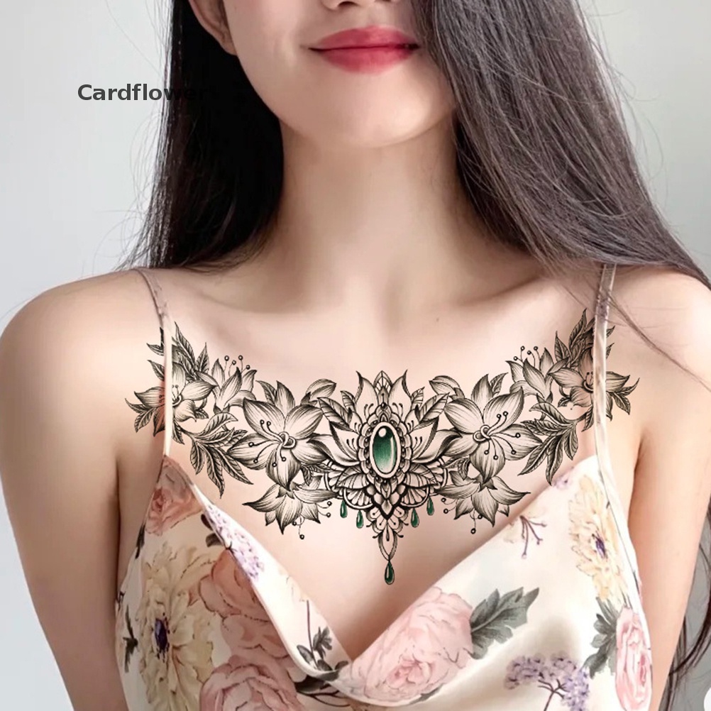 <Cardflower> สติกเกอร์รอยสักชั่วคราว กันน้ํา ขนาดใหญ่ สําหรับติดหน้าอก ไหล่ หลัง ลดราคา - รูปที่ 6