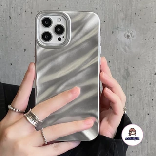 แผ่นเงินพรีเมี่ยมง่าย เคสโทรศัพท์สําหรับIPhone 11 17 16 15 14 Pro Max Air 16plus 12 13 Pro Max X XR 7/8 PlusกันกระแทกSoft TPUปกหลัง