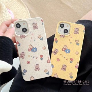 เคสโทรศัพท์มือถือ แบบนิ่ม ลายดอกไม้ และหมี ย่อยสลายได้ เป็นมิตรกับสิ่งแวดล้อม สําหรับ iPhone 14 Plus 14 13 12 11 Pro Max X Xr Xs Max 7 8 6 6s Plus SE2020