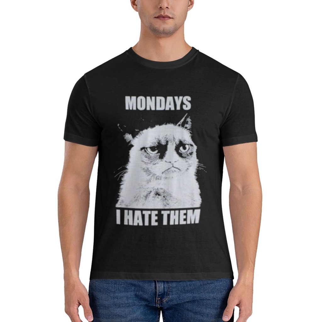 Mondays Grumpy Cat I Hate Them เสื้อยืดทรงหลวม
