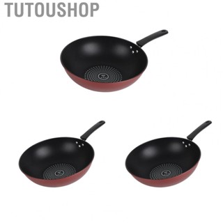 Tutoushop Frying Pan Flat Bottom Cooking Wok Cast Iron Kitchen Ware with Handle for Soup Stew