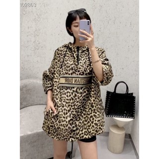 DI classic presbyopic leopard print printed logo letter printed hooded jacket