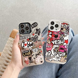 เคสโทรศัพท์มือถือแบบนิ่ม ผิวด้าน ลายการ์ตูนหัวใจ สร้างสรรค์ สําหรับ iPhone 14 13 12 Pro Max 11