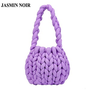 Jasmin NOIR กระเป๋าถือ กระเป๋าสะพายไหล่ ผ้าฝ้าย ทรงสี่เหลี่ยม คุณภาพสูง DIY เหมาะกับของขวัญวันหยุด สําหรับสตรี