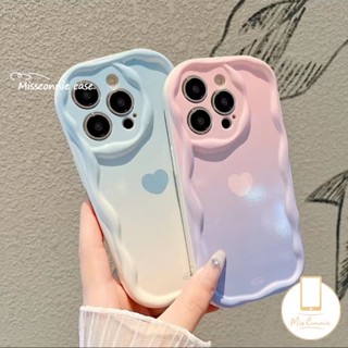 เคสโทรศัพท์มือถือ ขอบโค้ง ไล่โทนสี ลายหัวใจ 3D สําหรับ Oppo A17 A15 A16 A54 A31 A9 A1k A12 A55 A7 A57 A95 A96 A17k A5s A3s A54s A5 A74 A16s A16K A76 A77 A52 A77s A92 A16E A53