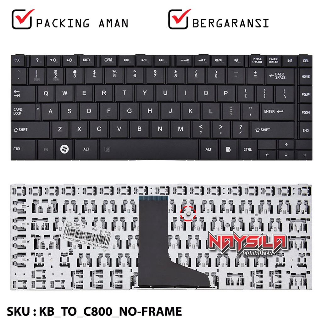 Toshiba Satellite คีย์บอร์ด C800 C800D C805 C805D C830 C840 C840D C845 M800 M805 M840 NO FRAME