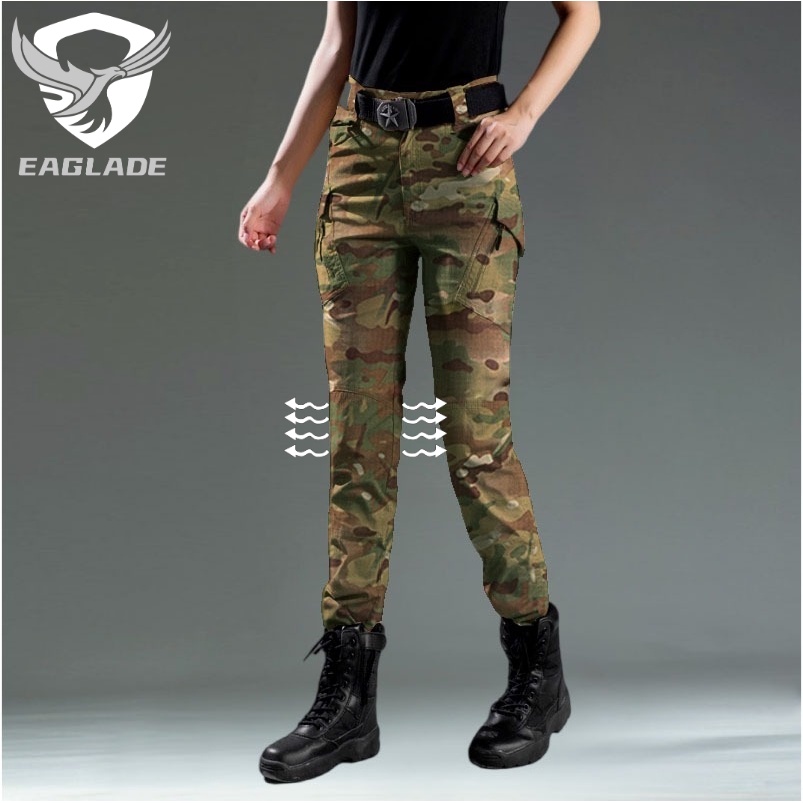 Eaglade กางเกงคาร์โก้ยุทธวิธี สําหรับผู้ชาย ผู้หญิง IX9 In CP Camo ยืดหยุ่น กันน้ํา