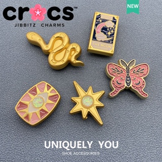 Jibbitz crocs charms หัวเข็มขัดโลหะ รูปดาว ดวงจันทร์ งู เครื่องประดับ สําหรับตกแต่งรองเท้า 2023