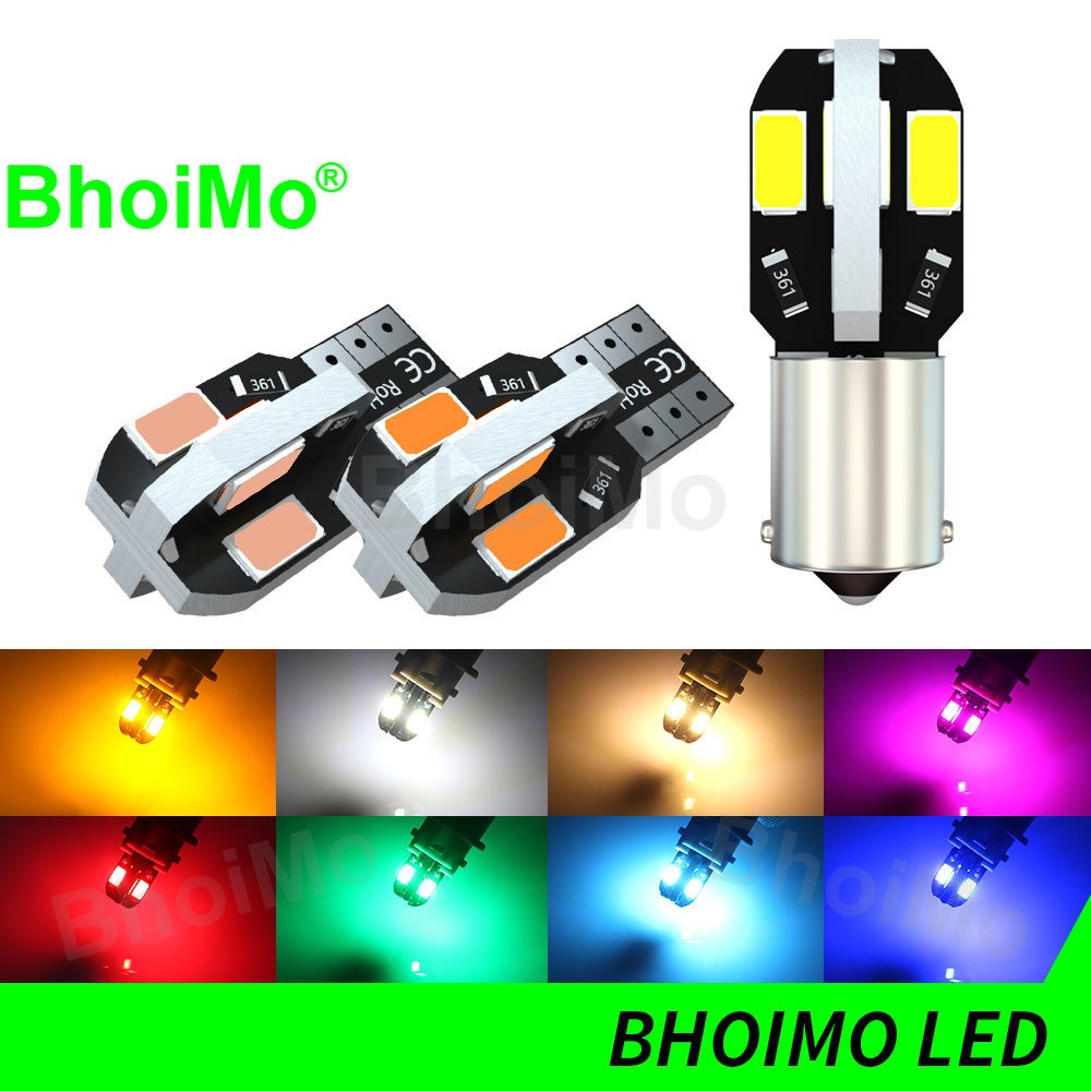 Bhoimo 2022 ใหม่ หลอดไฟสัญญาณ 8SMD LED BA9S T4W T10 W5W 194 168 5630 DC12v สําหรับติดป้ายทะเบียนรถยนต์