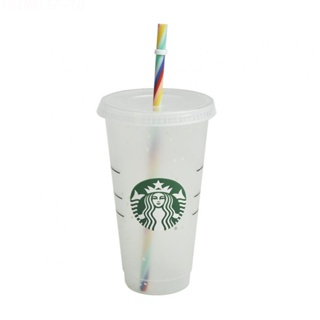 ใหม่ Starbucks แก้วน้ํา ปลอด BPA 700 มล. พร้อมหลอดดูด เปลี่ยนสีได้ ใช้ซ้ําได้