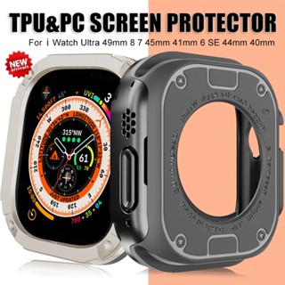 โช๊คอัพ TPU และ PC 2in1 อุปกรณ์เสริม สําหรับ Apple Watch series Ultra 8 7 SE 6 5 4 i Watch 49 มม. 45 มม. 44 มม. 41 มม. 40 มม.