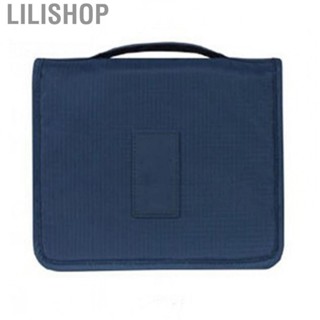 Lilishop 24X18.5X9.5cm Hanging Toiletry Bag Cosmetic Bag Foldable Makeup Bag With Hook And Tote Navy Blue For Travel