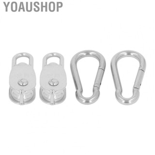 Yoaushop Single Pulley Block  Rotatable Rotation Traction Wheel Durable M25 2PCS with M9 Spring Hook for Hiking