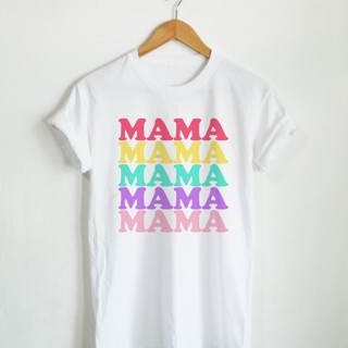 เสื้อยืด เสื้อสกรีนลาย Mama สกรีนสีพาสเทล เสื้อแม่ เสื้อยืดแม่ ของขวัญแม่