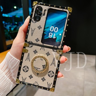 เคสโทรศัพท์มือถือ ทรงสี่เหลี่ยม กันกระแทก ลายดอกไม้ ประดับเพชร สําหรับ OPPO Find N2 Flip