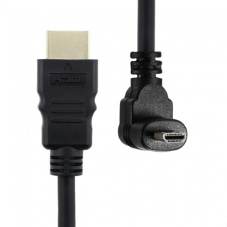 Xiwai สายเคเบิล Micro HDMI เป็น HDMI ตัวผู้ HDTV 90 องศา สําหรับโทรศัพท์มือถือ แท็บเล็ต กล้อง