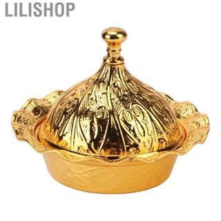 Lilishop Candy Dishes  Fruit Dish Zinc Alloy Wide Applicability Gold Floral Embossing with Lid for Bar Counter for Hotel