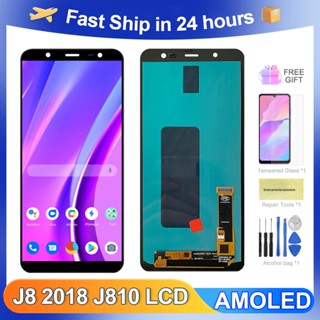 J810 อะไหล่หน้าจอสัมผัสดิจิทัล LCD AMOLED 6.0 นิ้ว สําหรับ Samsung Galaxy J8 2018 J810 SM-J810M