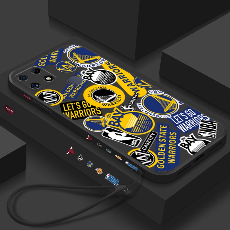 กรณีRealme 8 5G 10 Q5 Pro 5G Q3S 7 C30 C33 C31 GT 2 Pro Warriors NBAโลโก้บาสเกตบอลอินเทรนด์แฟชั่นSof