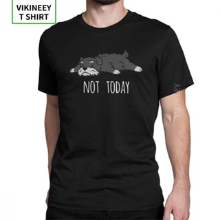 เสื้อยืด ผ้าฝ้าย 100 ชิ้น ขนาดใหญ่ พิมพ์ลายสุนัข Not Today Schnauzer สําหรับผู้ชาย