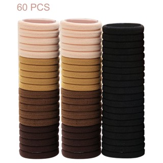 60pcs Women Solid Simple Elastic Fashion Seamless Styling Ponytail Holder No Damage Thin Thick Hair Band