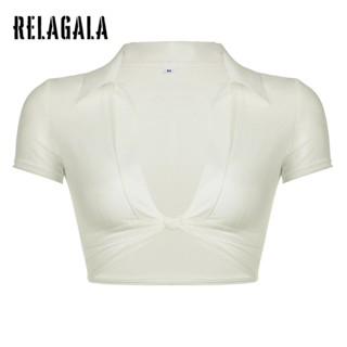 RelaGala เสื้อเบลาส์เชียร์ตาข่ายบางของผู้หญิง V คอ Over Slim…