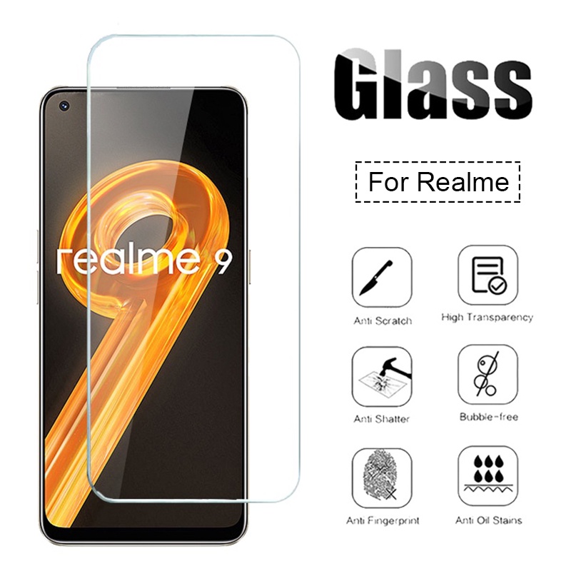 ฟิล์มกระจกนิรภัยกันรอยหน้าจอ แบบใส 9H สําหรับ Realme 10 9 5 6 7 8 Pro 3 5i 6i 6s 7i 8i 9i XT C2 C3 C