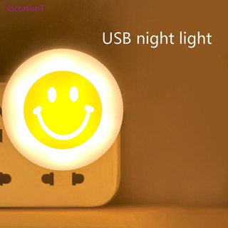 [InterfunT] ใหม่ โคมไฟกลางคืน LED รูปหน้ายิ้ม ขนาดเล็ก ชาร์จ USB สําหรับตั้งแคมป์กลางแจ้ง [ใหม่]