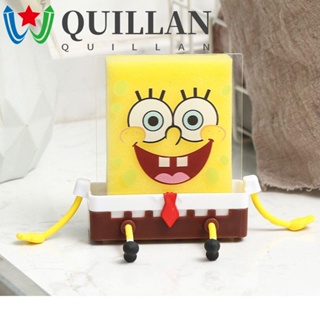 Quillan ตะกร้าใส่ฟองน้ํา รูป Spongebob น่ารัก ขนาดเล็ก พร้อมที่วางฟองน้ํา อุปกรณ์ครัว